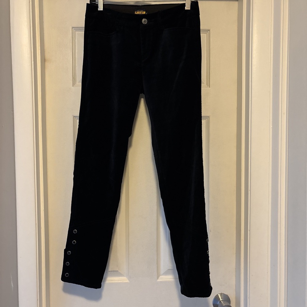 Vtg Rugby Ralph Lauren Velvet Pants Trousers Ankle Snaps Equestrian Luxury Sz 2